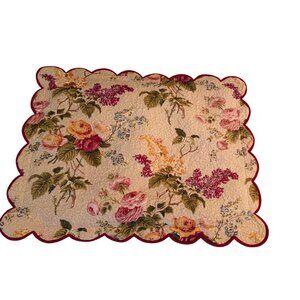 Linensource Floral Quilted Pillow Standard Sham Cotton Linen Cottagecore luxury